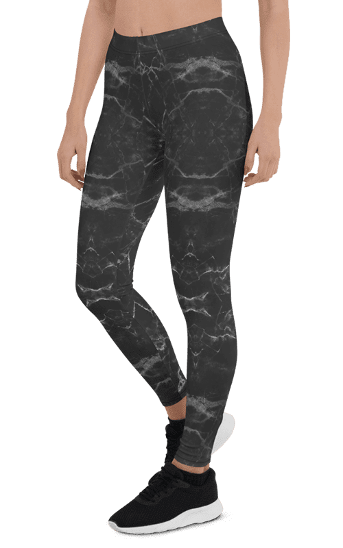 black marble leggings gearbaron athleisure activewear sports gear women's bottoms yoga pants handmade gym and fitness apparel