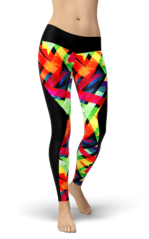 chaos shapes leggings colourful yoga pants athletic bottoms activewear gym tights fitness clothing athleisure