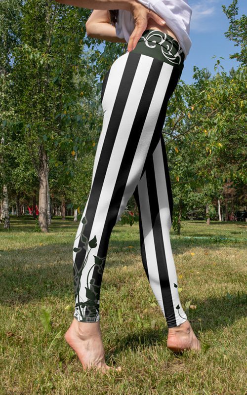 black and white stripes leggings striped unique squat proof super soft gym yoga pants