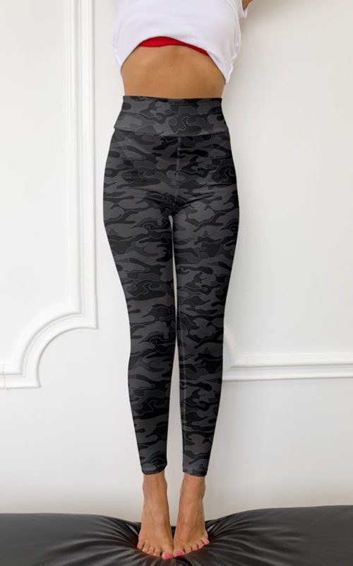 black dark camo camouflage leggings