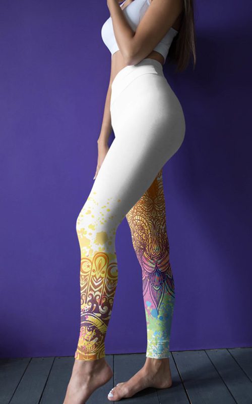 white mandala leggings squat proof super soft unique