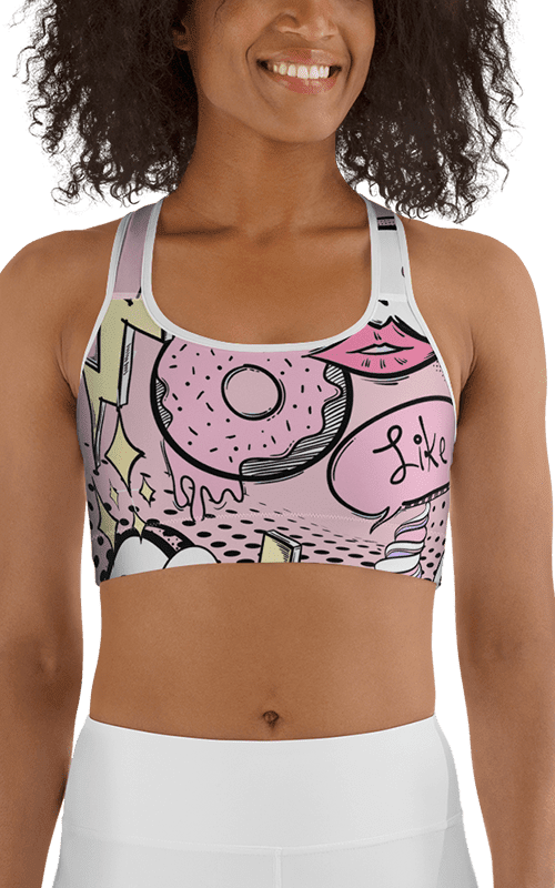 ice cream pink sports bra yoga gym fitness activewear sports clothing apparel athletic tops