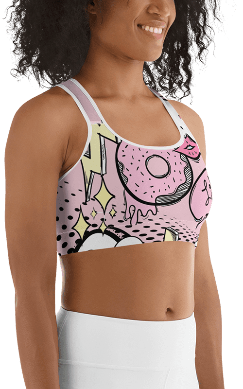 ice cream pink sports bra yoga gym fitness activewear sports clothing apparel athletic tops