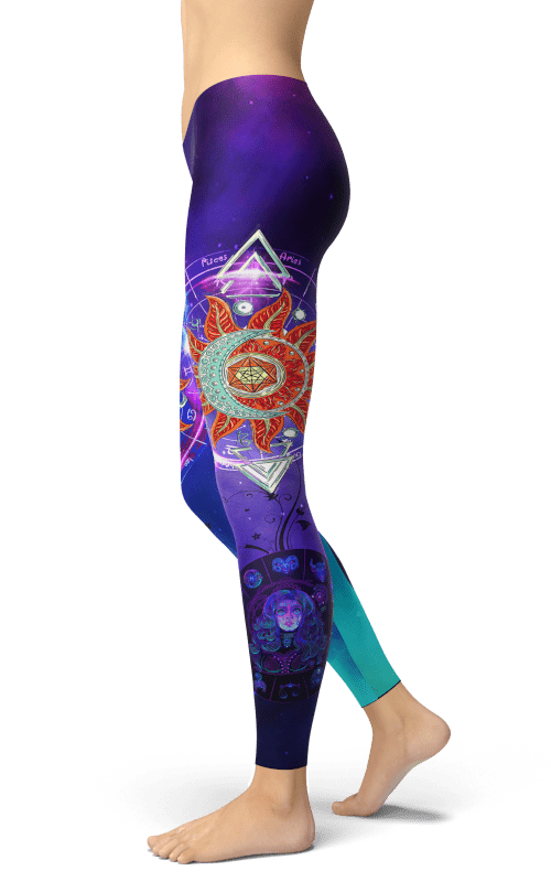 sun and moon zodiac leggings gym fitness sports apparel